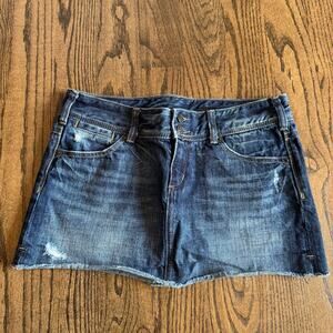 Express X2 Womens Mini Micro Denim Jean Skirt Dark Distressed Size 6 100% Cotton